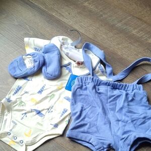 Caribbean Joe Kids Outfit with Blue and Yellow Accents Baby Set Size 3-6 Months